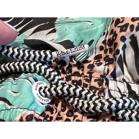 Boardies Swimming Trunks Tropical Jungle Cheetah Print Size L Black Green Orange - Picture 9 of 10